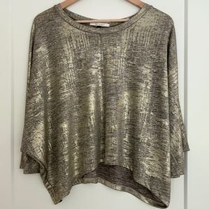Miami Medium Gold Metallic Dolman Bat Wing Top